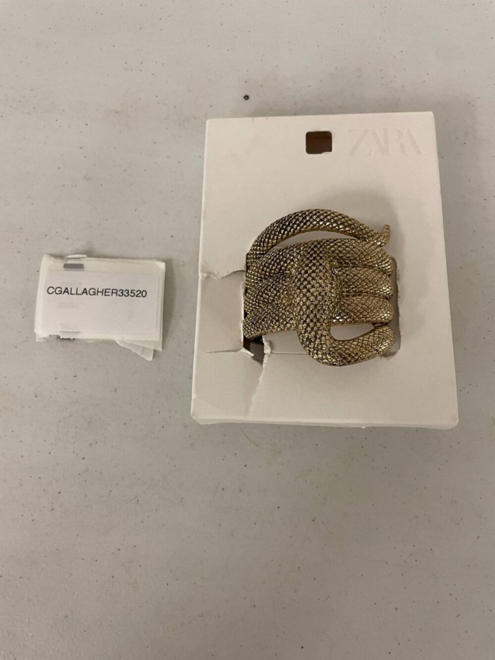 Zara Textured Snake Wrap Cuff Bracelet Gold New With Tags - Picture 2 of 3